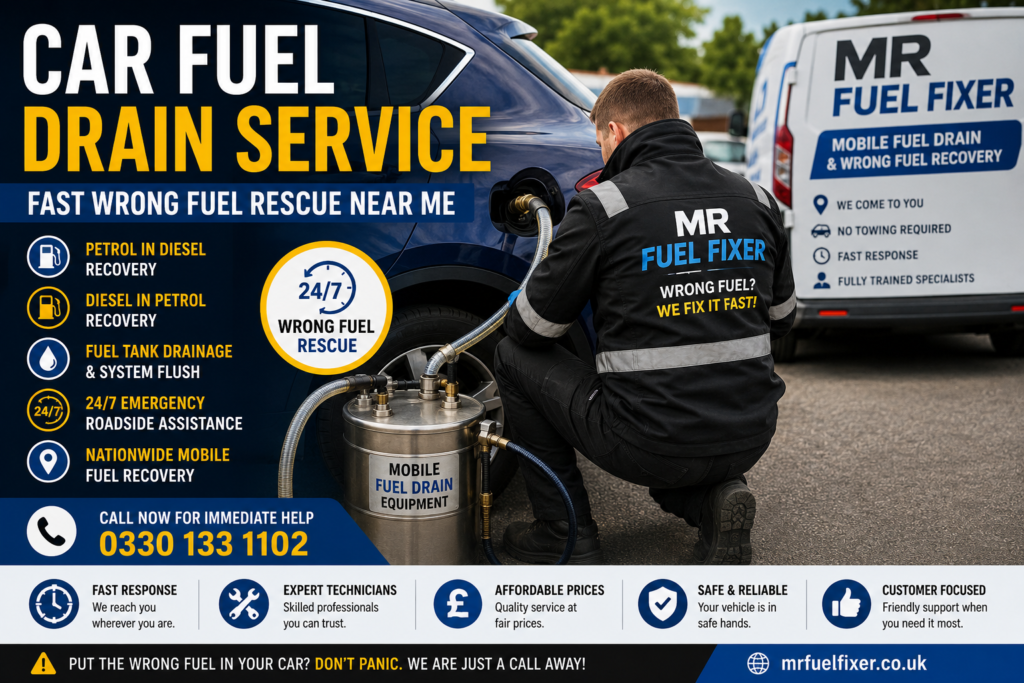 Car Fuel Drain Service – Fast Wrong Fuel Rescue Near Me