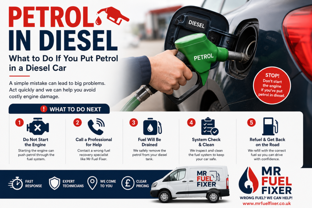 Petrol in Diesel: What to Do If You Put Petrol in a Diesel Car