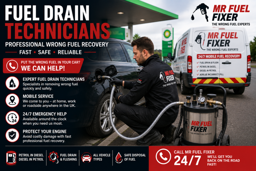 Fuel Drain Technicians: Professional Help When You Put the Wrong Fuel in Your Car
